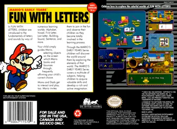 Mario's Early Years - Fun with Letters (USA) box cover back